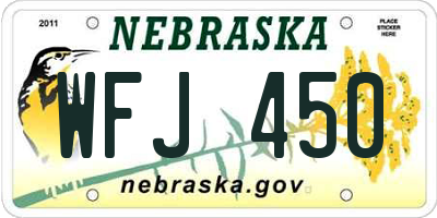 NE license plate WFJ450