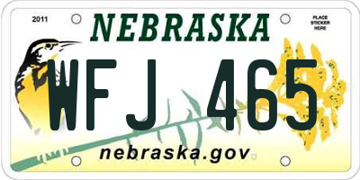 NE license plate WFJ465