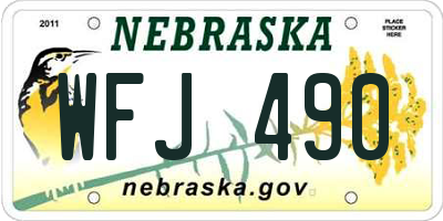 NE license plate WFJ490
