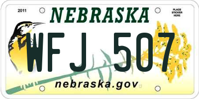 NE license plate WFJ507