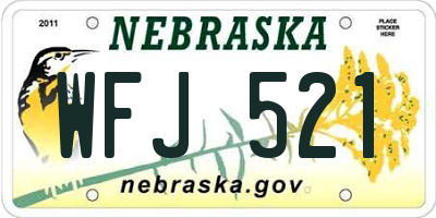 NE license plate WFJ521