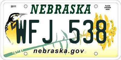 NE license plate WFJ538