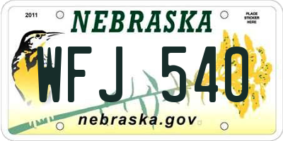 NE license plate WFJ540