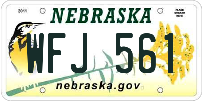 NE license plate WFJ561