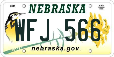 NE license plate WFJ566