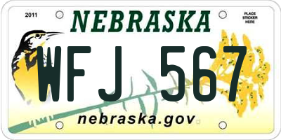 NE license plate WFJ567