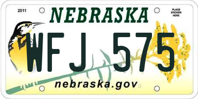 NE license plate WFJ575