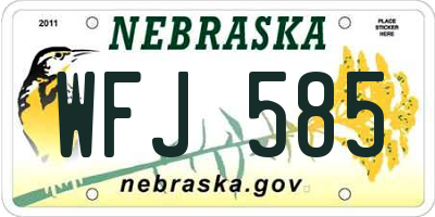 NE license plate WFJ585