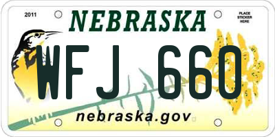 NE license plate WFJ660