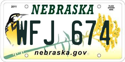 NE license plate WFJ674