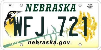 NE license plate WFJ721