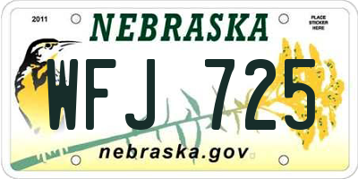 NE license plate WFJ725