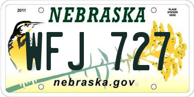 NE license plate WFJ727
