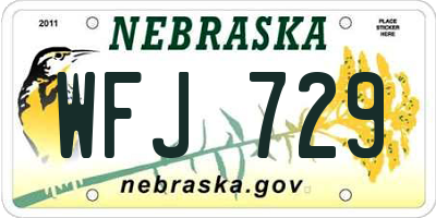 NE license plate WFJ729