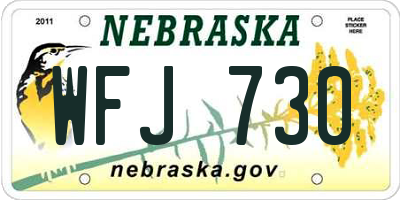 NE license plate WFJ730