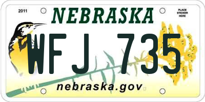 NE license plate WFJ735