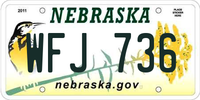 NE license plate WFJ736