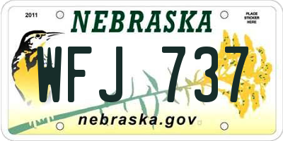 NE license plate WFJ737