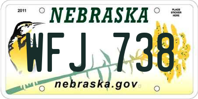 NE license plate WFJ738