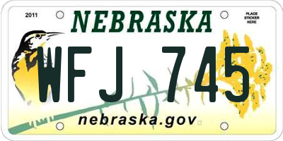NE license plate WFJ745