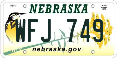 NE license plate WFJ749