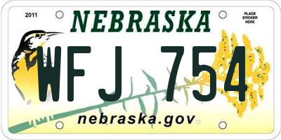 NE license plate WFJ754