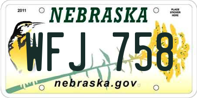 NE license plate WFJ758