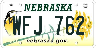 NE license plate WFJ762