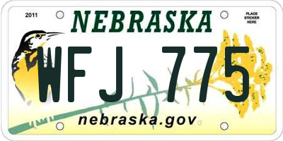 NE license plate WFJ775