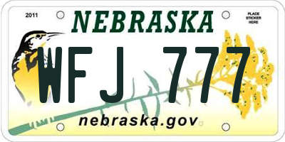 NE license plate WFJ777