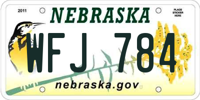NE license plate WFJ784