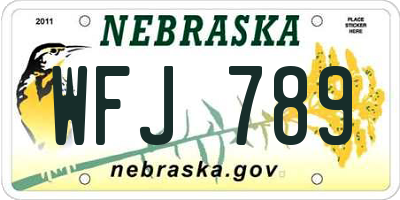 NE license plate WFJ789
