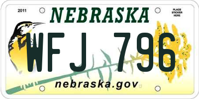NE license plate WFJ796