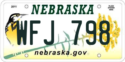 NE license plate WFJ798