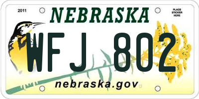 NE license plate WFJ802