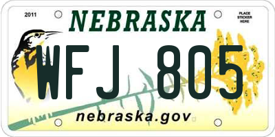 NE license plate WFJ805