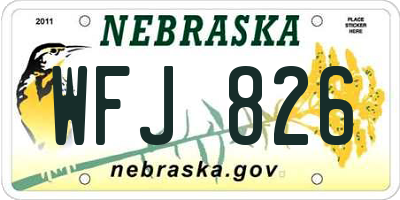 NE license plate WFJ826