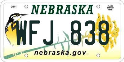 NE license plate WFJ838
