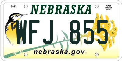 NE license plate WFJ855