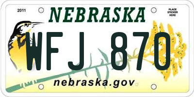 NE license plate WFJ870