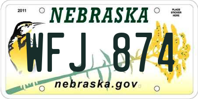 NE license plate WFJ874