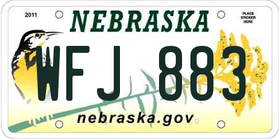 NE license plate WFJ883