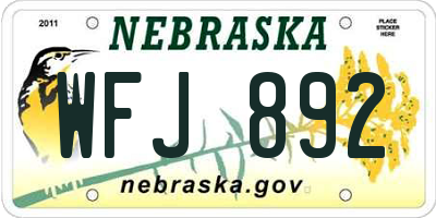 NE license plate WFJ892