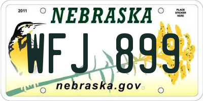 NE license plate WFJ899