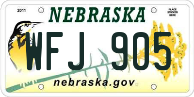 NE license plate WFJ905