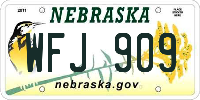 NE license plate WFJ909