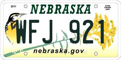 NE license plate WFJ921