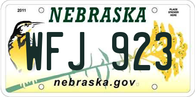 NE license plate WFJ923