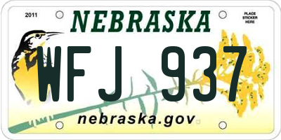 NE license plate WFJ937