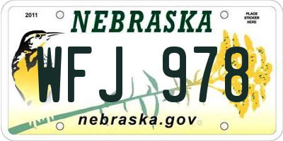 NE license plate WFJ978